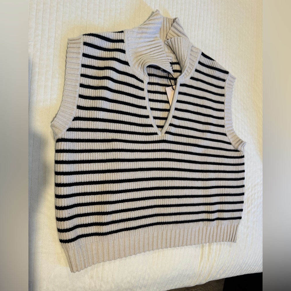 Striped Sleeveless Knit Sweater Vest